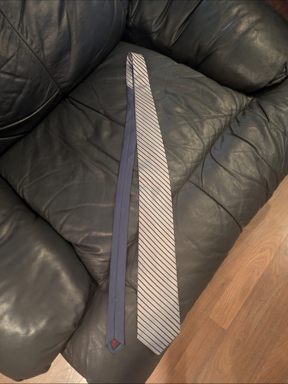 Tommy Hilfiger Navy and silver Striped Silk Tie